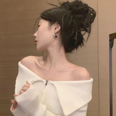 【实物】纯欲一字肩性感打底衫女秋冬高级感开衫上衣